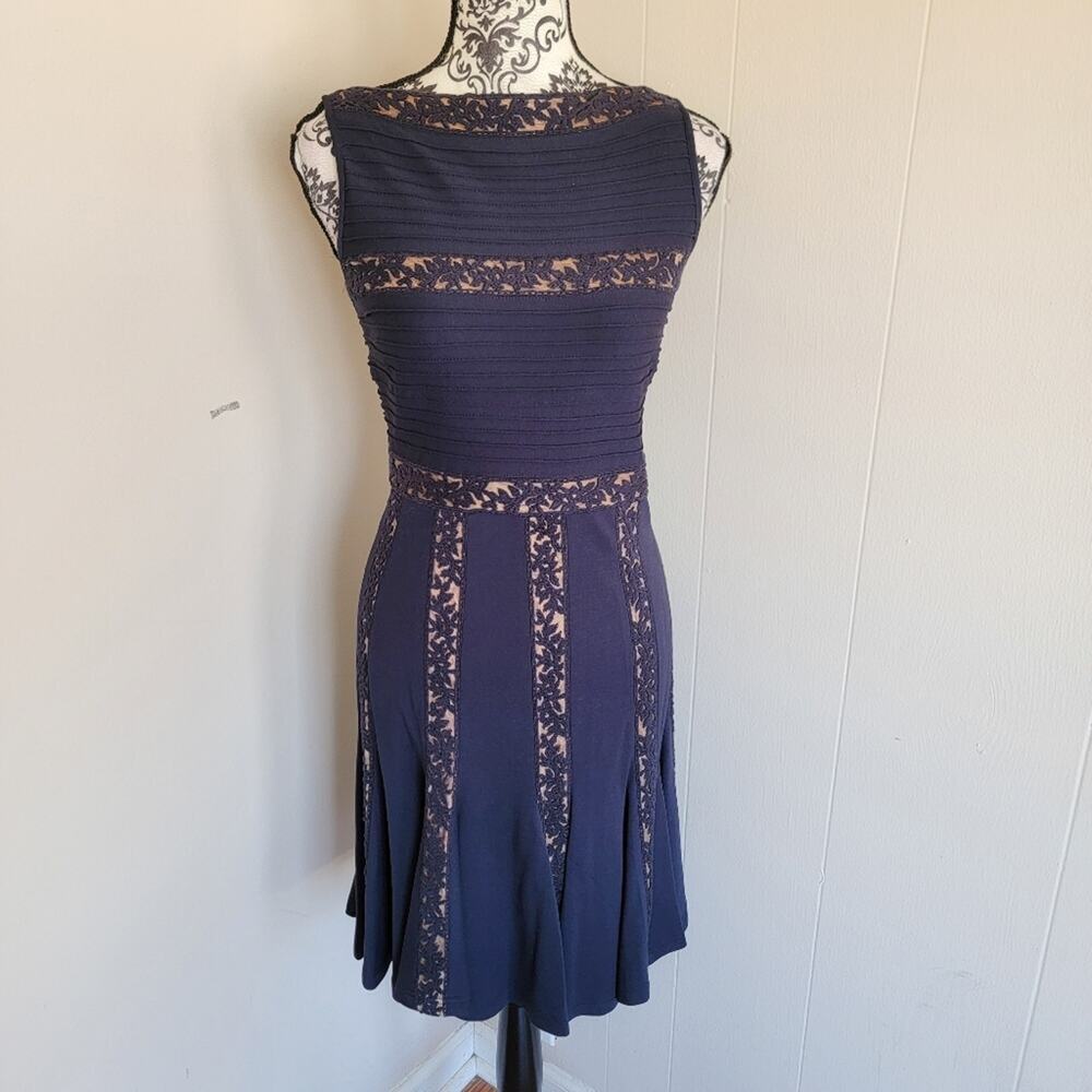 Tadashi Shoji High Neck A-Line Mini Dress